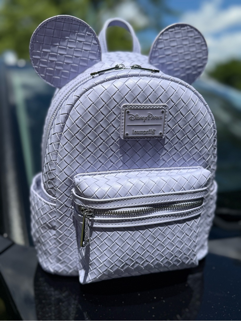 Loungefly Lavender Woven Faux Leather Mini Backpack with Ears